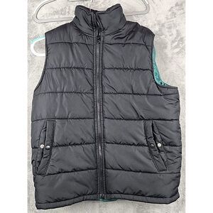 Gap Mens Puffer Vest Size S‎ Black Green Liner Insulated Sleeveless Jacket